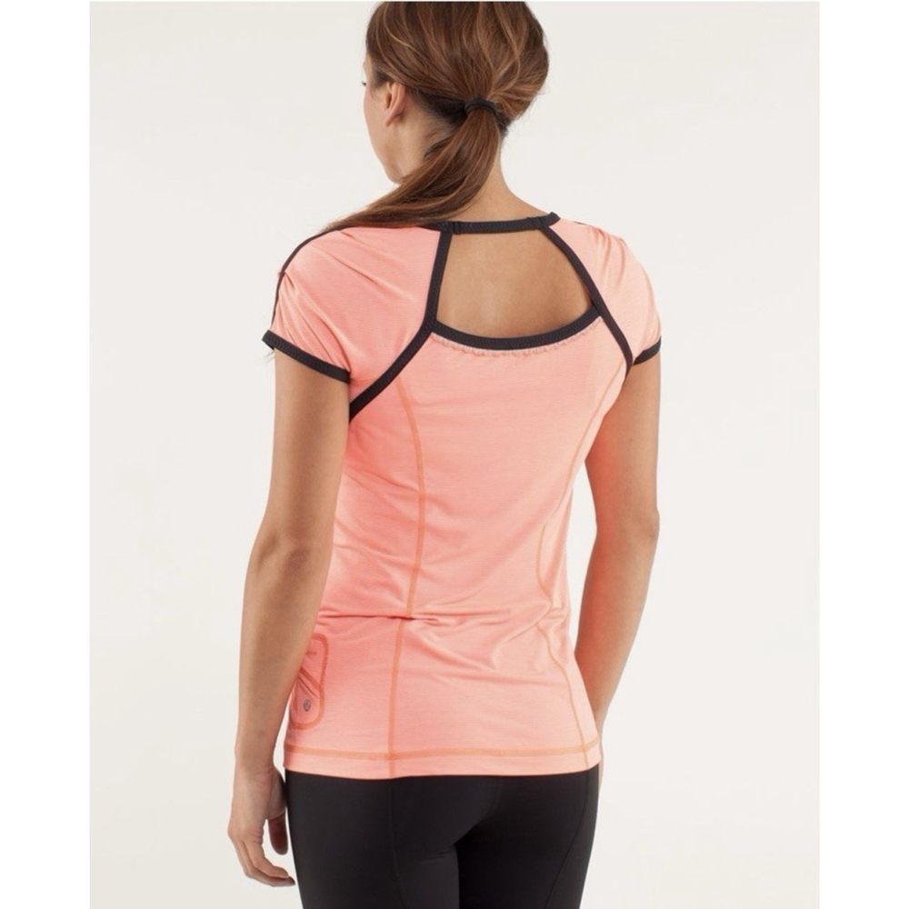 Lululemon Run‎ Team Spirit Tech Top Women Sz 4 Orange Running Gym Gorpcore EUC